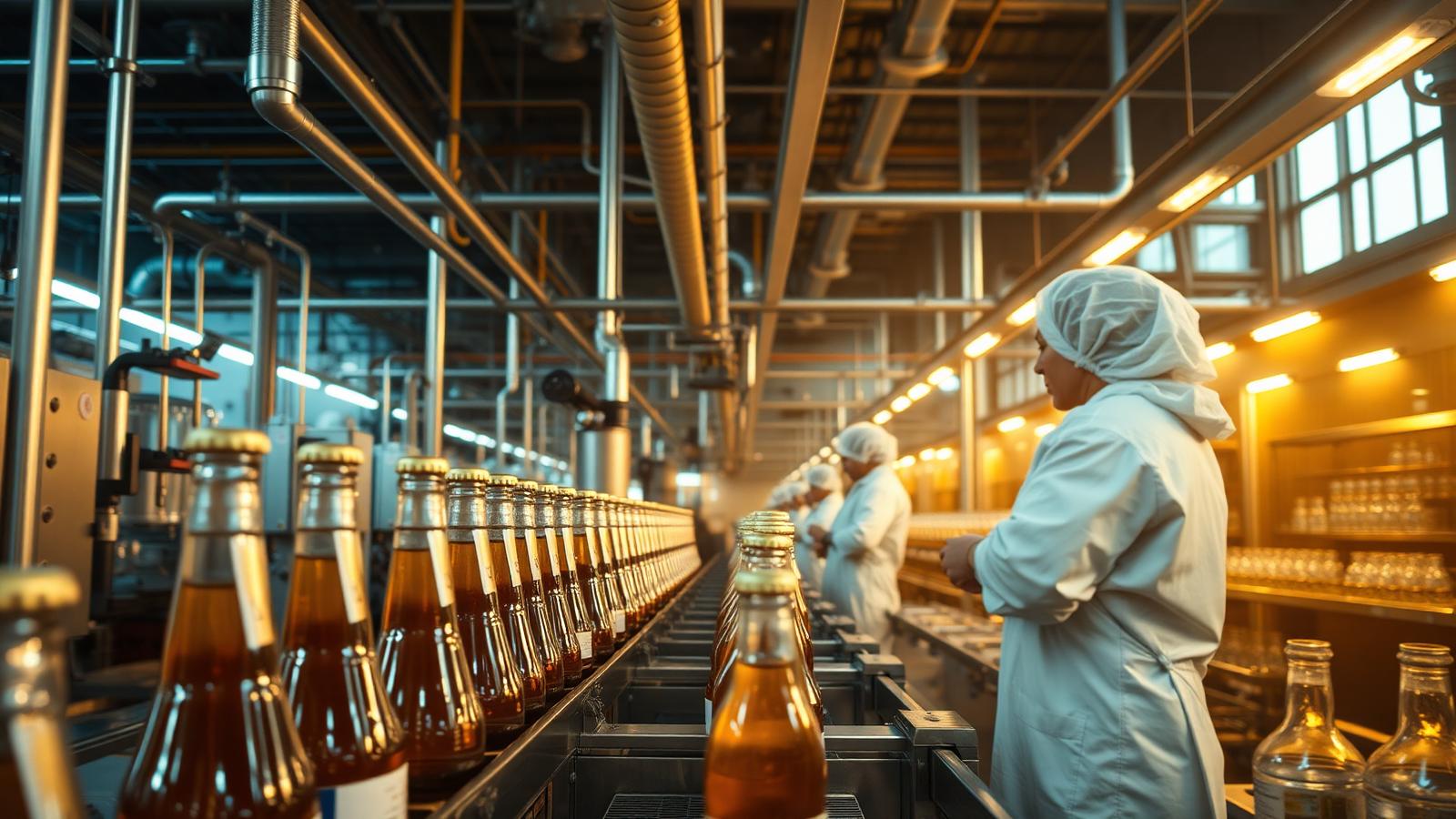 Beverage bottling line in a US food and beverage manufacturing plant